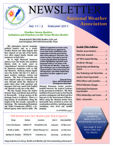 NEWSLETTER No. 11 – 2 National Weather Association February 2011