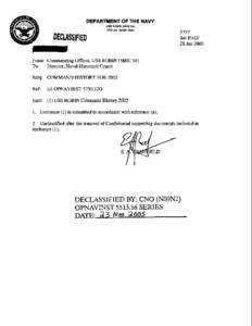 DEPARTMENT OF THE NAVY USS ROBIN (MHC 54) FPO AA[removed]DECLASSIFIED
