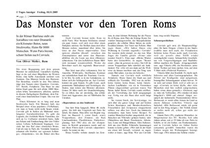 © Tages-Anzeiger Freitag, copyDas Monster vor den Toren Roms In der Römer Banlieue steht ein Sozialbau von rarer Dramatik: