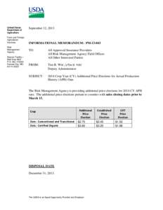 United States Department of Agriculture Farm and Foreign Agricultural Services