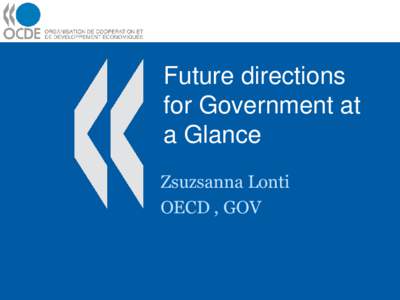 Future directions for Government at a Glance Zsuzsanna Lonti OECD , GOV