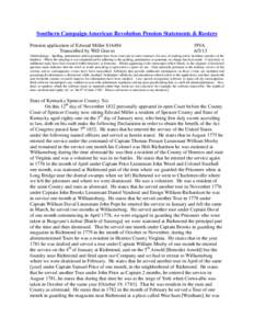 Southern Campaign American Revolution Pension Statements & Rosters Pension application of Edward Miller S16484 Transcribed by Will Graves f9VA[removed]