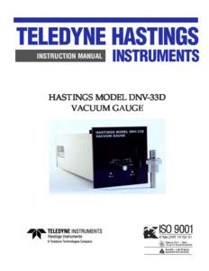 TELEDYNE HASTINGS INSTRUCTION INSTRUCTION MANUAL INSTRUMENTS