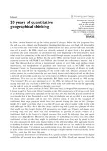 Editorial  20 years of quantitative geographical thinking  Environment and Planning B: