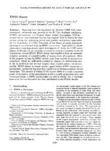 JOURNAL OF GEOPHYSICAL RESEARCH, VOL. 103,NO. C7, PAGES 14,261-14,290,JUNE 29, 1998  ENSO theory J. David Neelin4,sDavid S Battisti 1 AnthonyC Hirst 2 Fei-FeiJin 3 YoshinobuWakata,• ToshioYamagata,• and StephenE. Zeb