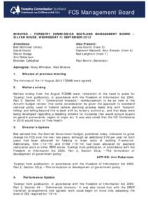 MINUTES – FORESTRY COMMISSION SCOTLAND MANAGEMENT BOARD – SILVAN HOUSE, Wednesday 11 September 2013
