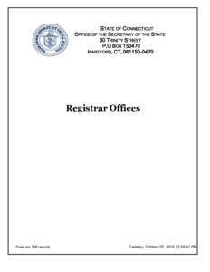 STATE OF CONNECTICUT OFFICE OF THE SECRETARY OF THE STATE 30 TRINITY STREET P.O BOXHARTFORD, CT, 