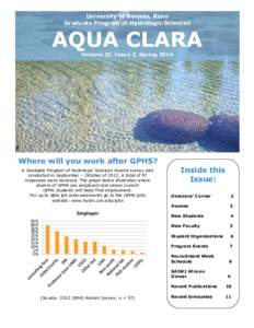 University of Nevada, Reno Graduate Program of Hydrologic Sciences AQUA CLARA Volume 23, Issue 2, Spring 2014