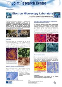 Electron Microscopy Laboratory Studies of Nuclear Materials The Electron Microscopy Laboratory is equipped with Scanning Electron Microscopes (SEM) and a Transmission Electron Microscope (TEM) adapted for the examination