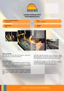 London Underground Track Maintenance Client / Consulting Authority: Date: