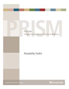 PRISM PRISM [ Program for Readability In Science & Medicine]  Readability Toolkit