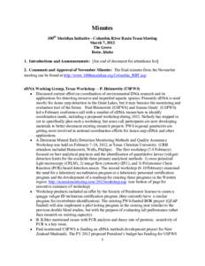 Minutes 100th Meridian Initiative - Columbia River Basin Team Meeting March 7, 2012 The Grove Boise, Idaho 1. Introductions and Announcements: [See end of document for attendance list]