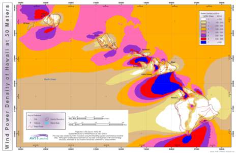 Wind Power Density of Hawaii at 50 Meters