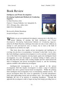 Salus Journal  Issue 1, Number 2, 2013 Book Review Intelligence and Private Investigation: