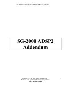 SG-2000 PowerTalk™ with ADSP2 Head Manual Addendum  SG-2000 ADSP2 Addendum  SGC, IncSE 26th Street Bellevue, WAUSA