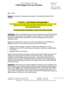 Alaska Department of Revenue  Child Support Services Division Please Reply To: CSSD, MS 20