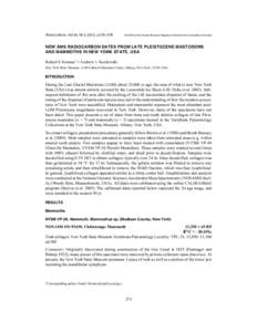 RADIOCARBON, Vol 54, Nr 2, 2012, p 275–279  © 2012 by the Arizona Board of Regents on behalf of the University of Arizona NEW AMS RADIOCARBON DATES FROM LATE PLEISTOCENE MASTODONS AND MAMMOTHS IN NEW YORK STATE, USA