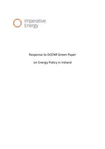 Response to DCENR Green Paper on Energy Policy in Ireland TABLE OF CONTENTS  1 INTRODUCTION ....................................................................................................... 1