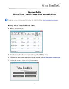 Virtual TimeClock  ® Moving Guide Moving Virtual TimeClock Basic, Pro & Network Editions