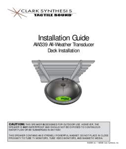 CLARK SYNTHESI S  TACTILE SOUND® Installation Guide