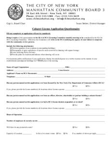THE CITY OF NEW YORK MANHATTAN COMMUNITY BOARDE a s t 4 t h S tr e e t - N e w Y o r k , N YP h o n e : ( F a x : ( 6 5 9 www.cb3manhattan.org - info@cb3manhatta