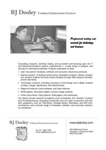 BJ Dooley Technical Information Services  Professional writing and research for technology and business.