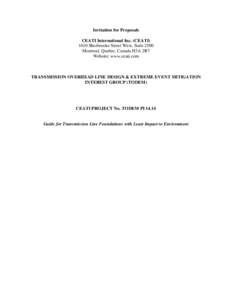 Invitation for Proposals CEATI International Inc. (CEATI[removed]Sherbrooke Street West, Suite 2500 Montreal, Quebec, Canada H3A 2R7 Website: www.ceati.com