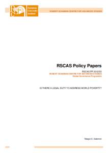 RSCAS-PP-2012/03Is There a Legal Duty to Address World Poverty?