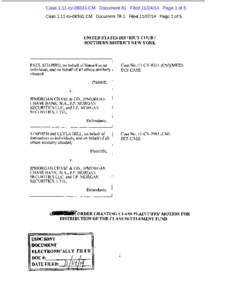 Case 1:11-cv[removed]CM Document 81 Filed[removed]Page 1 of 5 Case 1:11-cv[removed]CM Document 78-1 Filed[removed]Page 1 of 5 UNITED STATES DISTRICT COURT SOUTHERN DISTRICT NEW YORK