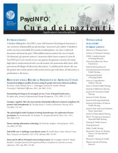 ®  PsycINFO Cura dei pazienti Applicazioni interdisciplinari