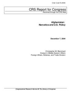Afghanistan:  Narcotics and U.S. Policy