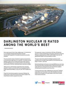 DARLINGTON NUCLEAR IS RATED AMONG THE WORLD’S BEST 100 There’s good news for fans of clean, reliable energy. For the third time