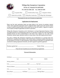 WBE Employment Application