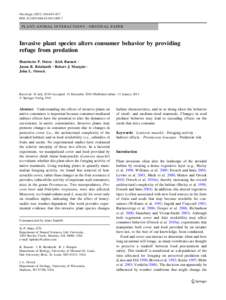 Oecologia:649–657 DOIs00442PLANT-ANIMAL INTERACTIONS - ORIGINAL PAPER  Invasive plant species alters consumer behavior by providing