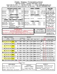 OHEL SIMHA CONGREGATION 295 P ARK A VENUE • E LBERON , N EW J ERSEY[removed]PHONE[removed]