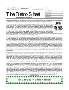 December 27, 2000 Volume 7, Number 3-4 Inside:  The Retro Sheet