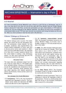 AMCHAM BRIEFINGS — Malmström’s day in Paris  TTIP VX 2