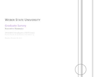 W EBER S TATE U NIVERSITY Graduate Survey Executive Summary[removed]Graduates (All Terms) Survey Period: At Graduation with Follow-up Monday, October 28, 2013