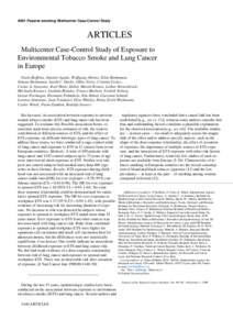 Multicenter Case-Control Study of Exposure to Environmental Tobacco Smoke and Lung Cancer in Europe