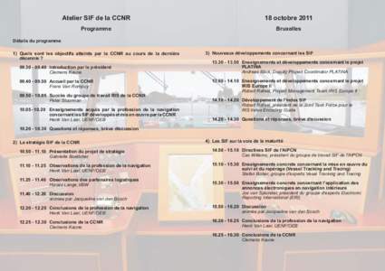 Atelier SIF de la CCNR  18 octobre 2011 Programme