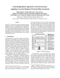 Computer network security / Crime prevention / National security / Software testing / Cyc / Vulnerability / Network vulnerability scan / Computer network / Douglas Lenat / Security / Cyberwarfare / Computer security