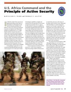 U.S. Africa Command and the  Principle of Active Security By W i l l i a m E . W a r d and T h o m a s P . G a l v i n  Mozambique’s capabilities to mitigate and