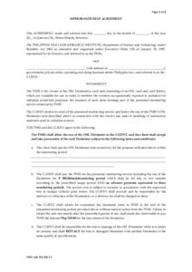 Page 1 of 2 MEMORANDUM OF AGREEMENT This AGREEMENT, made and entered into this ________ day in the month of _________ of the year 20__ in Quezon City, Metro Manila, between: The PHILIPPINE NUCLEAR RESEARCH INSTITUTE, Dep