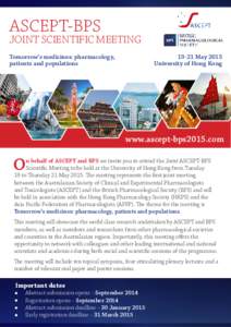 ASCEPT-BPS  Joint Scientific Meeting Tomorrow’s medicines: pharmacology, patients and populations