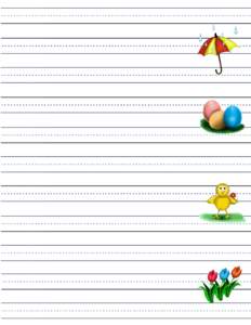 Half Spaced Lined Paper - Spring Theme