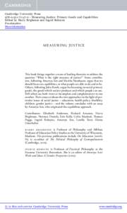 Cambridge University Press[removed]0 - Measuring Justice: Primary Goods and Capabilities Edited by Harry Brighouse and Ingrid Robeyns Frontmatter More information