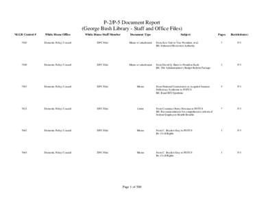 Presidency of the United States / Bush family / United States / Economy of the United States / United States Domestic Policy Council / C. Boyden Gray / George W. Bush / Manuel Noriega / George H. W. Bush / Government / Politics of the United States / Executive Office of the President of the United States