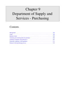 Chapter 9 Department of Supply and Services - Purchasing Contents Background . . . . . . . . . . . . . . . . . . . . . . . . . . . . . . . . . . . . . . . . . . . . . . . . . . . . . . . . . . . . . . Scope . . . . . . .