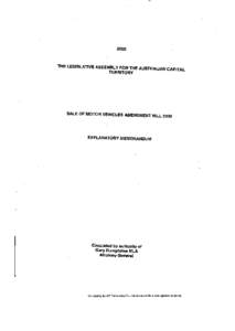 2000  THE LEGISLATIVE ASSEMBLY FOR THE AUSTRALIAN CAPITAL TERRITORY  SALE OF MOTOR VEHICLES AMENDMENT BILL 2000