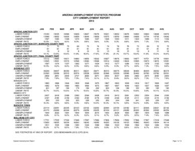 ARIZONA UNEMPLOYMENT STATISTICS PROGRAM CITY UNEMPLOYMENT REPORT 2013 JAN FEB